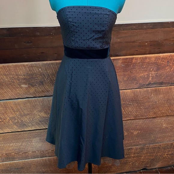 Rampage Gothic Strapless Sundress w/ Velvet Ribbon Belt & Polka Dots Vintage Y2K - Picture 3 of 11